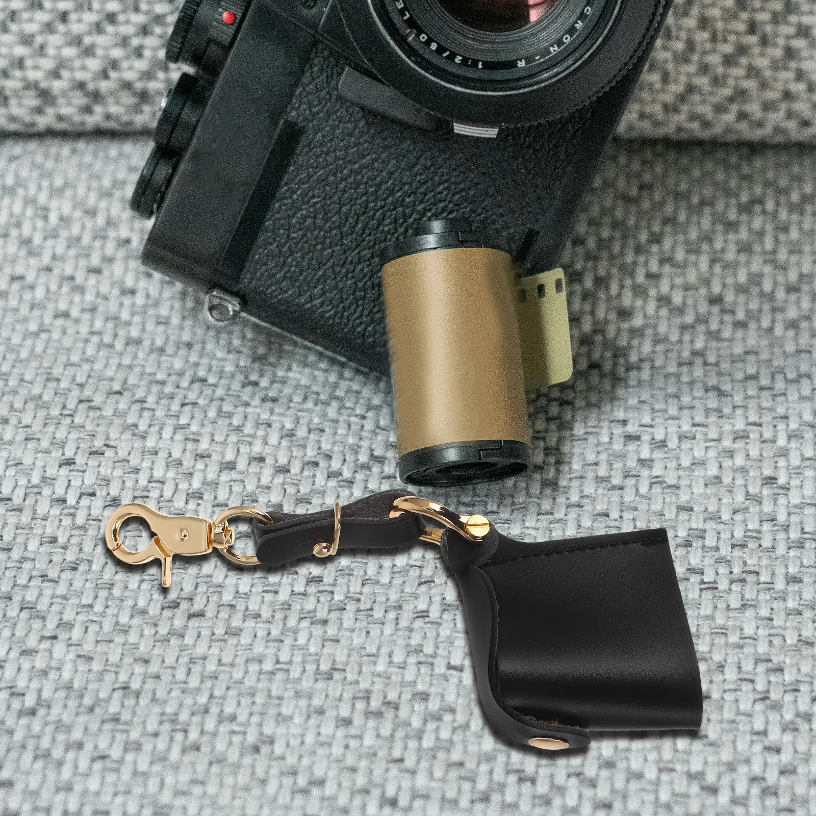 

1pcs Black Waterproof Pu Compact Camera Storage With Hook Travel Accessories Film Holder Pouch For Rolls