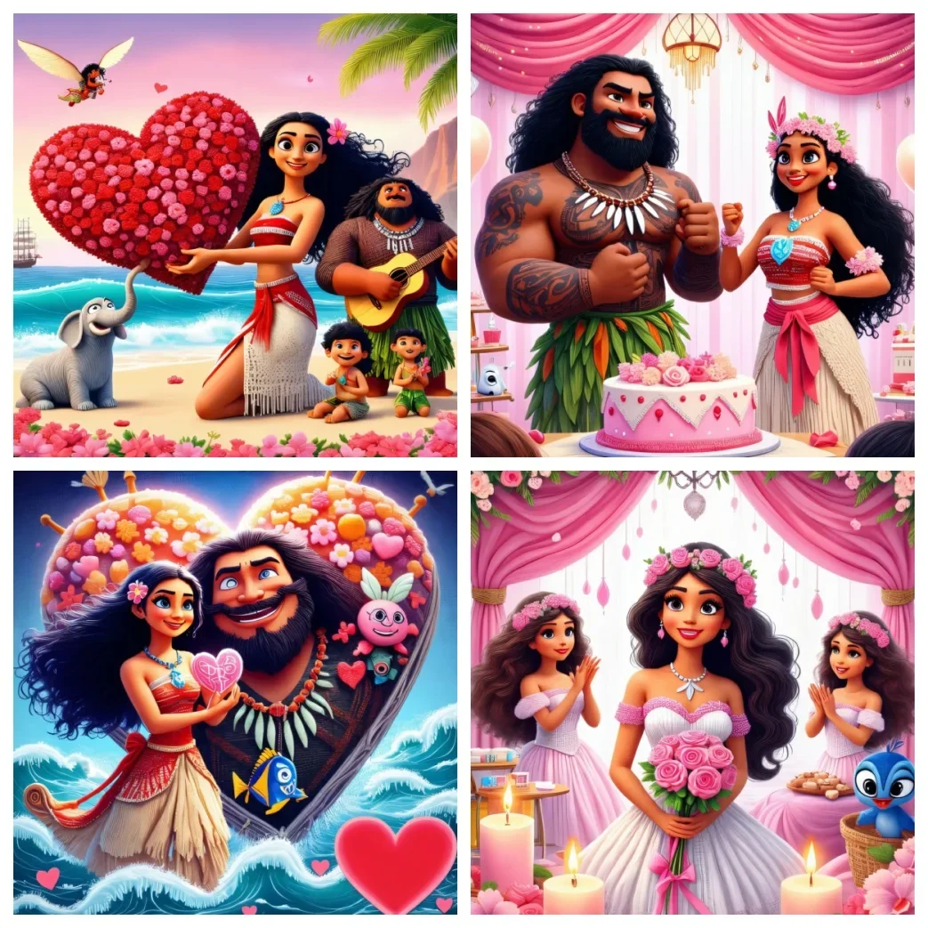 Disney Diamant Malerei Kunst Kits Moana Strass Musikalische Strand Szene 5D Volle Runde Diamant Stickerei Cartoon Landschaft