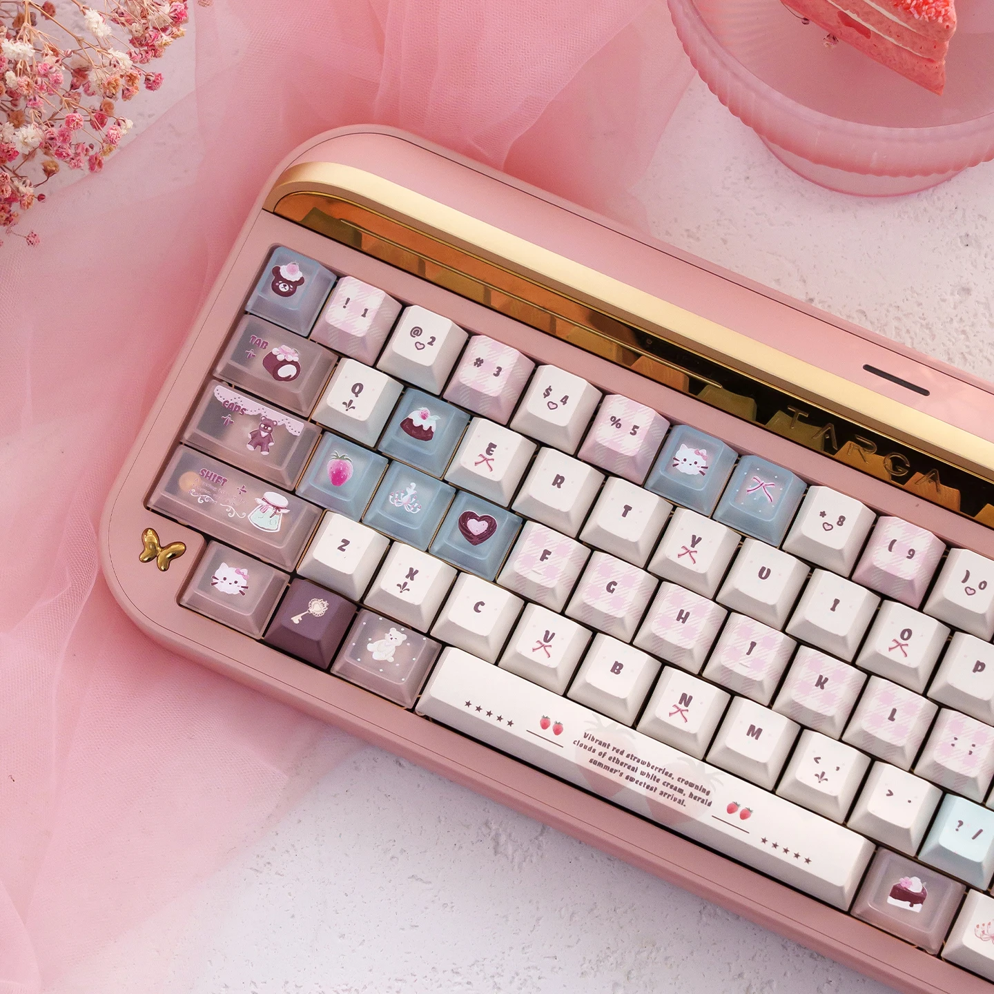 Velvet Strawberry Keycaps 129/26 Keys Cherry Profile Dye Sub PBT/PC Keycap Sets Chocolate Cake Keycap For MX Mechanical Keyboard