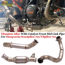 Husqvarna Svartpilen Vitpilen 701 용 슬립온 오토바이 배기 탈출 시스템, 머플러 수정, 티타늄 합금 프론트 미드 링크 파이프