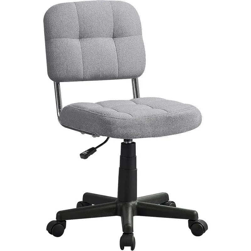 

Modern Armless Home Office Desk Chair, 360°Rolling Swivel Adjustable Height for Make Up/Bed Room/Small Space, Linen Fabric, Gray