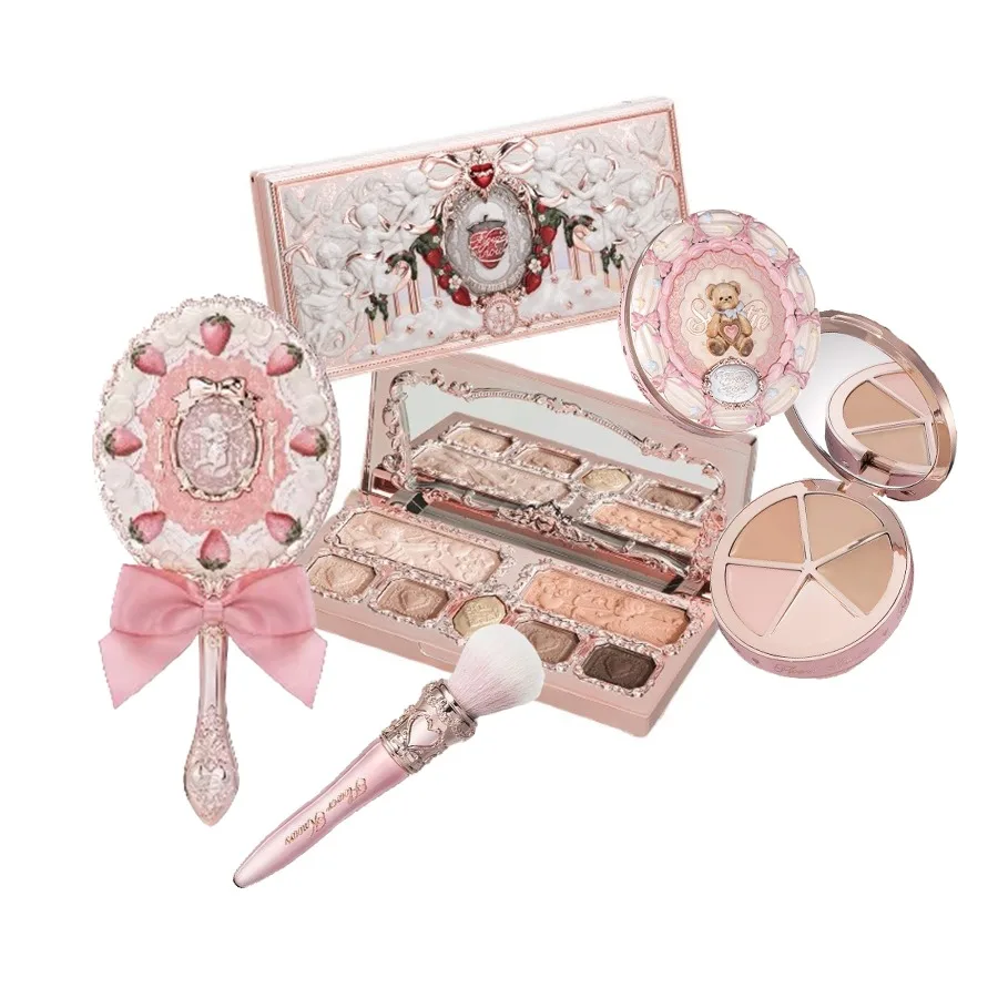 Flower Knows Full Makeup Set Strawberry Rococo Glitter Matte Lipgloss Blush Power Velvet Lipstick Kit Perfume Sets