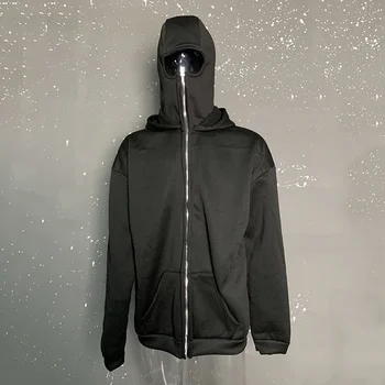 Unisex Plain Hooded Zip Up Sweatshirt Autumn Winter Ins Style Couple Matching Pullover Jacket 5