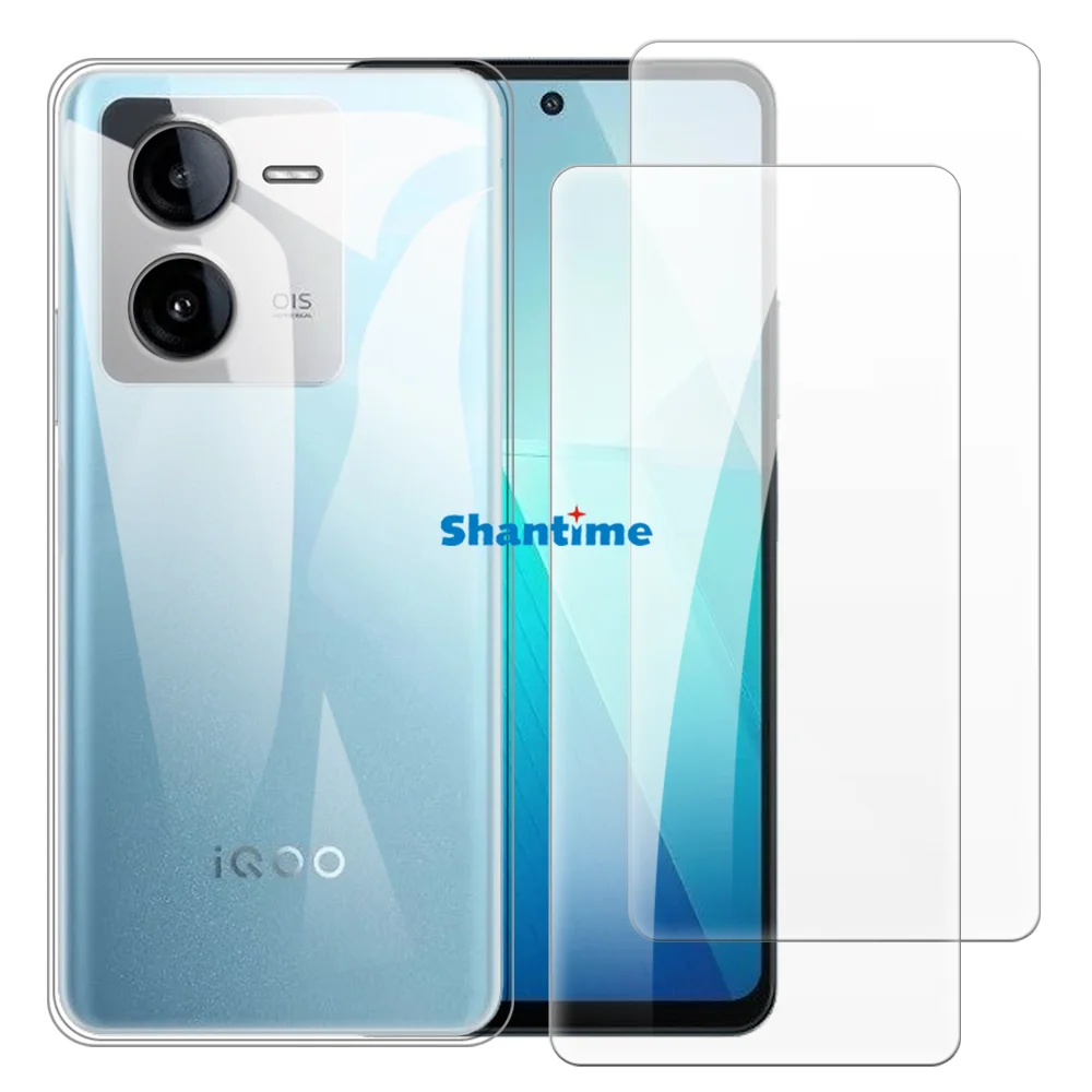 Soft Case + 2 Pack Tempered Glass Screen Protectors for Vivo iQOO Z8 5G China,Y100t 5G PD2314,Y100 GT 5G Full-Body Protection