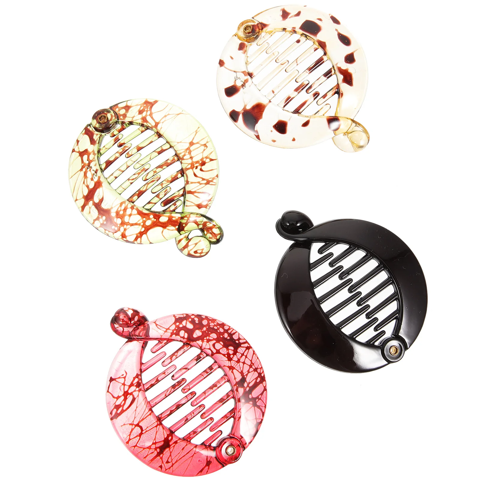 

4 шт. заколки-бананы для волос для женщин, гладкий пластик, легко сочетающиеся наряд, идеально подходят для ежедневного макияжа, работы в школе