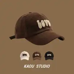 Autumn and Winter Corduroy Love Embroidered Baseball Cap Men and Women Outdoor Versatile Warm Adjustable Sports Hat Gorras