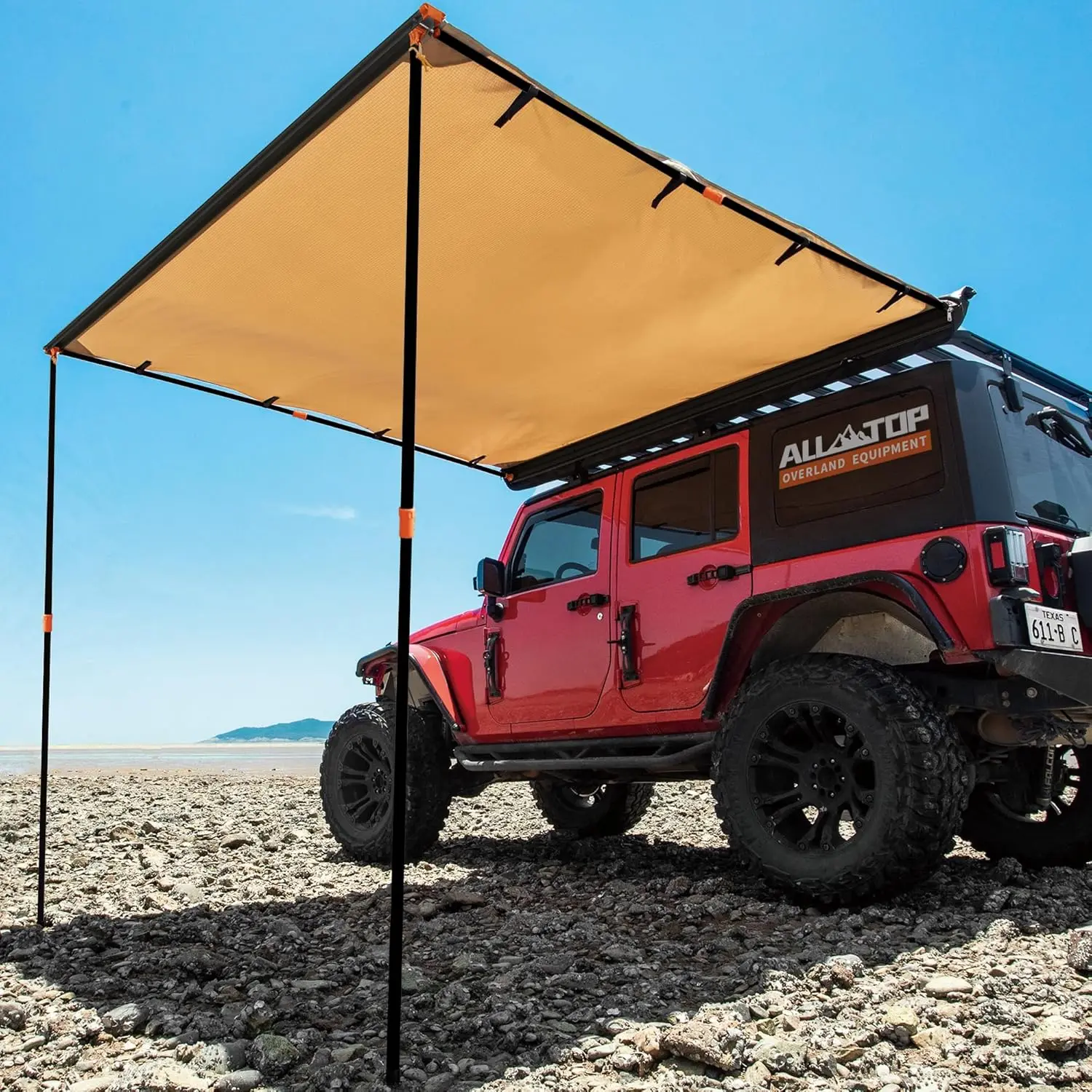 

6.6'x8.2' Vehicle Awning Sun Shade UV50+ Waterproof for Camping Overland 4x4 Roof Rack