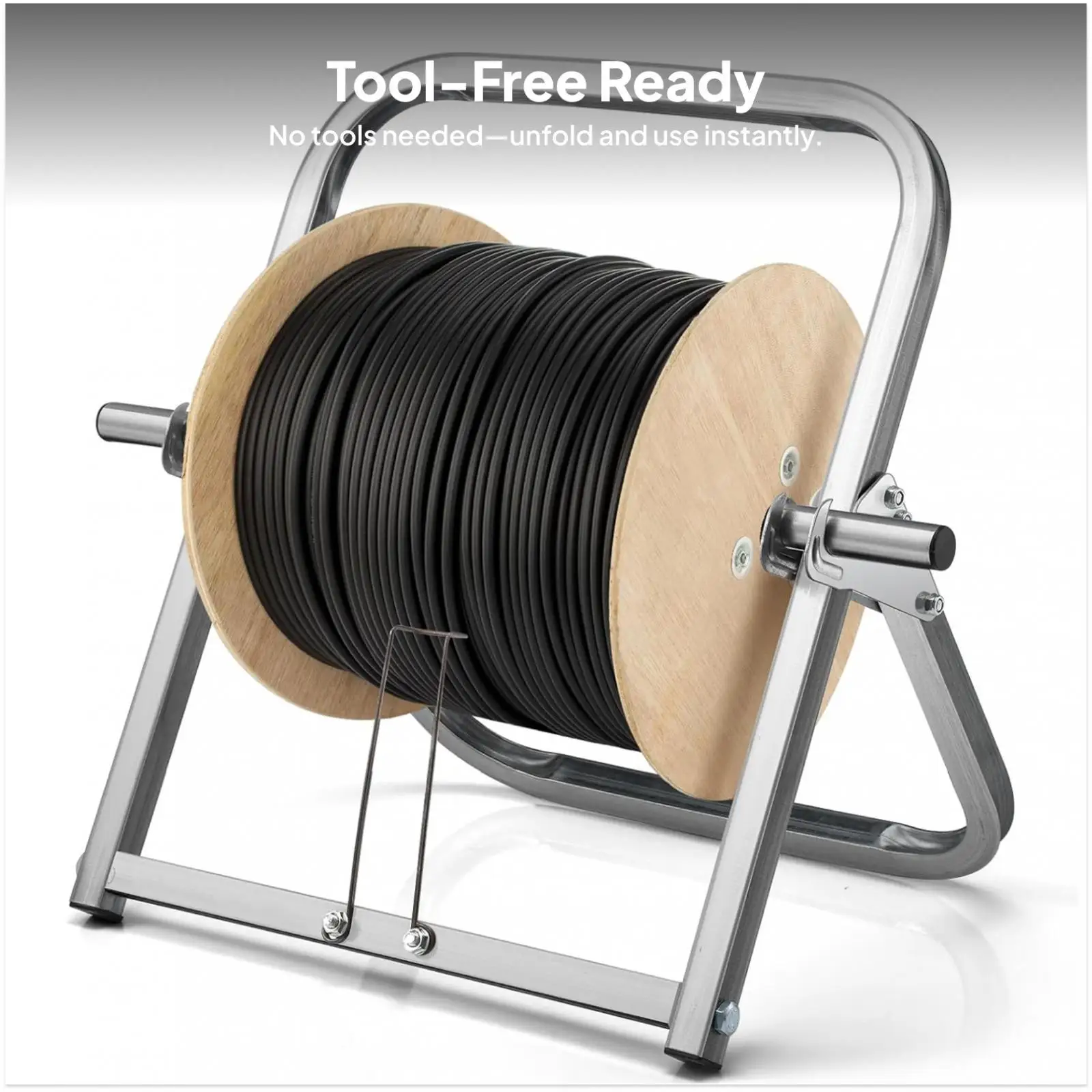 Steel Wire Spool Rack Foldable Spool Holder Wire Rack Multipurpose Wire Dispenser Single Axle Cord Storage Reel