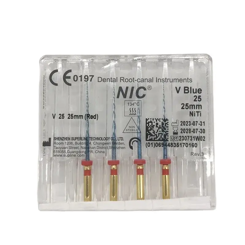 Original NIC V Blue Dental Root Canal Niti Engine Use Files 21mm 25mm 31mm Single and Assorted Models 4files/pack 50packs/lot