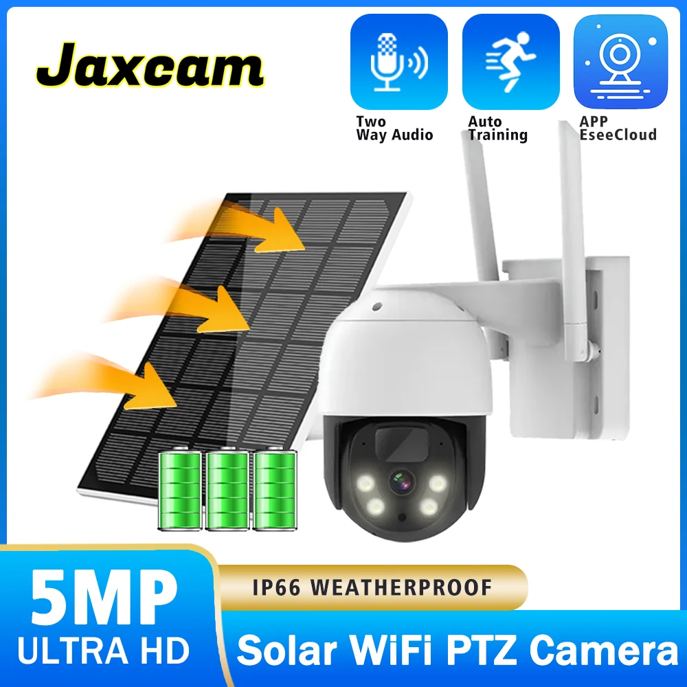 

5MP WiFi Solar Camera PIR Human Detection PTZ IP Cam With 10400mAh Solar Panel Recharge Battery Video Surveillance 360° Camera