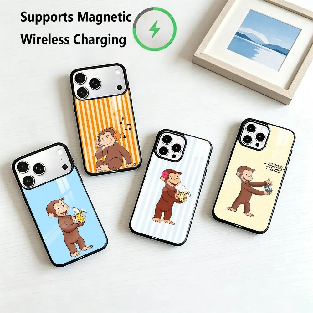 Curious George M-Monkey  Phone Case For iPhone17,16,15,14,13,12,11 Plus,Pro Compatible with magnetic wireless charging Gift