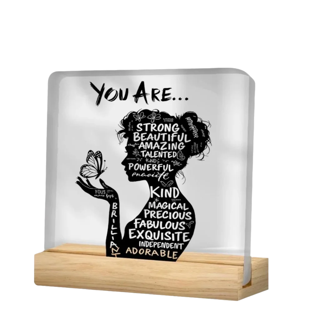 Plaque inspirante en acrylique transparente avec design 2D tendance, cadeaux pour maman, ornements, affirmation positive, décoration de bureau
