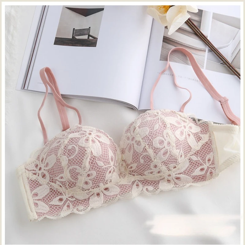 Push-Up-Dessous-Set für Damen, kabelloser, leichter BH, Komfort-Lift und seitliche Unterstützung, sexy, exquisite Spitze, Dessous für den Alltag