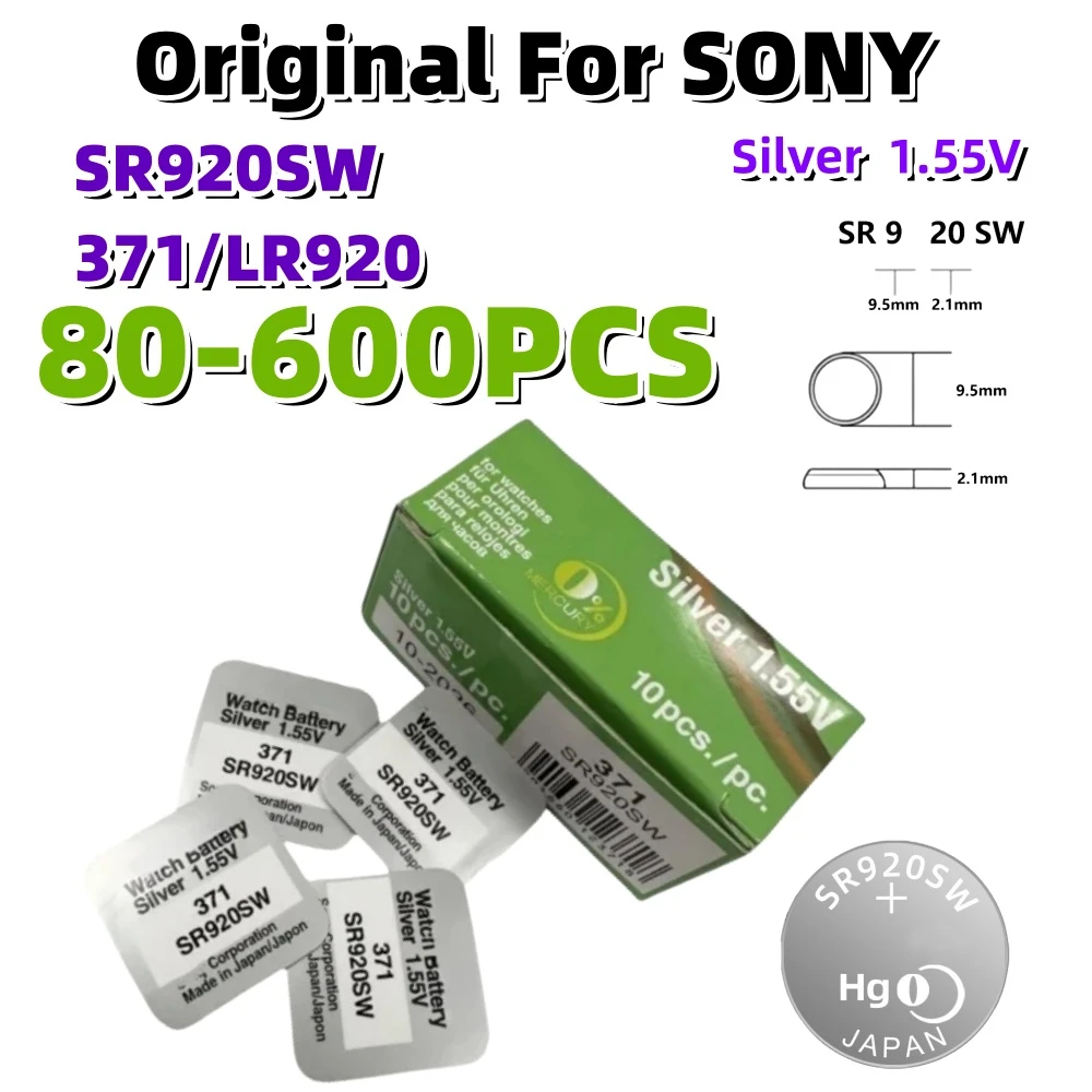 80-600PCS SR920SW Original For SONY AG6 371 LR920 SR927 171 370 L921 LR69 SR920 Button Batteries For Watch Toys Remote Cell Coin