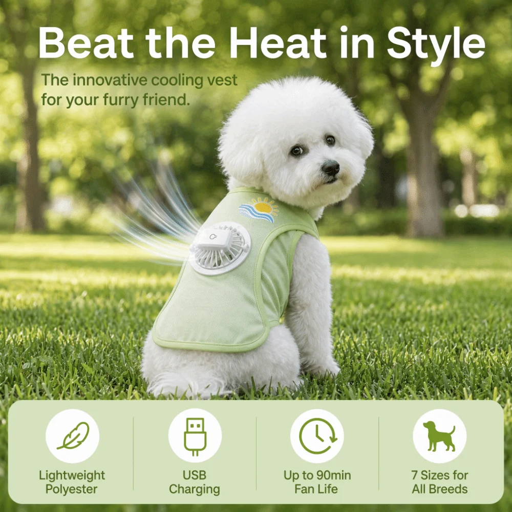 

Sunproof Dog Vest with Fan Removable USB Charging Cooling Dog Vest Easy To Clean 3-speed Wind Setting Pet Mesh Clothes Summer