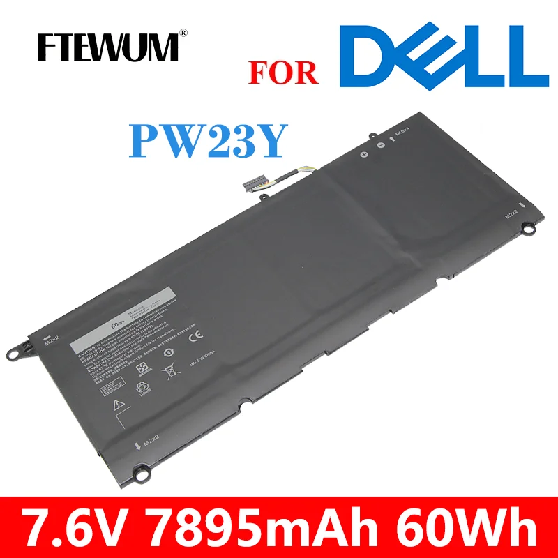 

60Wh PW23Y 7.6V 7895mAh 3Cells Laptop Battery For DELL XPS 13 9360 9350 13D 9343 RNP72 JD25G JHXPY RWT1R P54GTP1GT 5K9CP DIN02