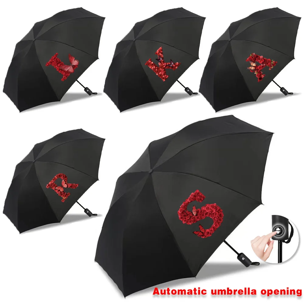 

Foldable Umbrella UV Protection Automatic Umbrellas Sun Rain Travel Essentials Portable High Aesthetic Value Folding Red Rose