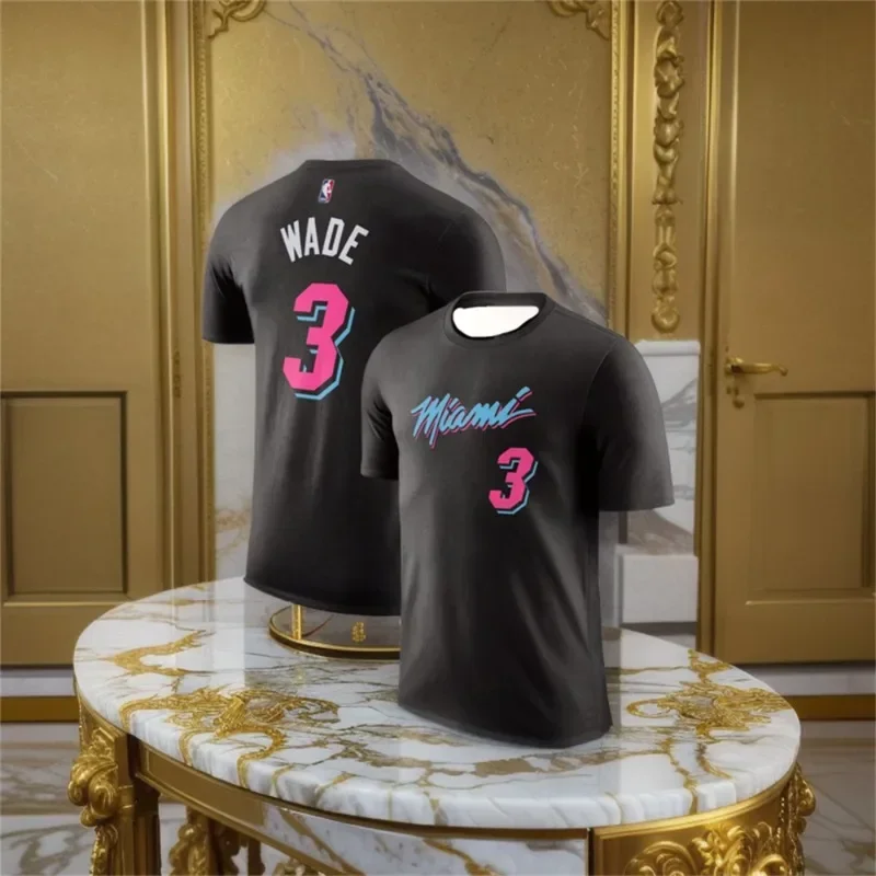 24/25 Latest Explosive Sports Shirt Heat Wade Rainbow Black Basketball Shirt Daily Adult and Children Comfortable T-shirt