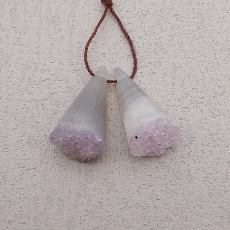 Natural Stone Amethyst Nugget Earring Bead,Earrings Accessories For Women,Fashion Jewelry DIY Making 27x15x14mm 10g