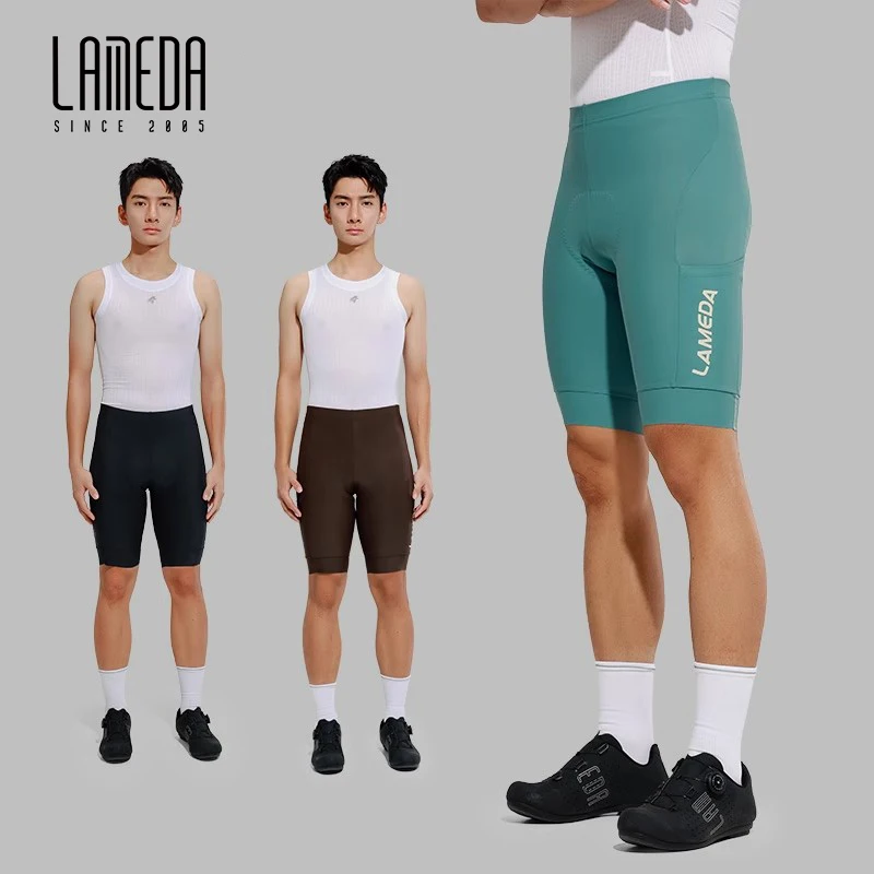 LAMEDA - Pantalones Cortos de Ciclismo Profesionales para Hombre, Verano, Protección Solar UPF50+, Transpirables, de Secado Rápido, Cintura Alta, con Bolsillos, para MTB