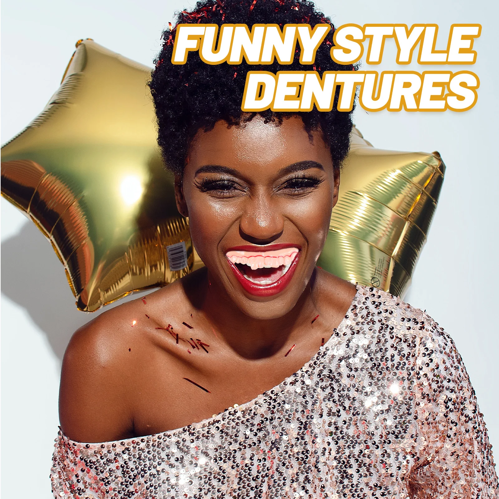 5 قطع من البلاستيك الصلب المتين المضحك لأسنان صناعية أحمق لحفلات الهالوين وعيد الفصح مقاس واحد يناسب الجميع #1