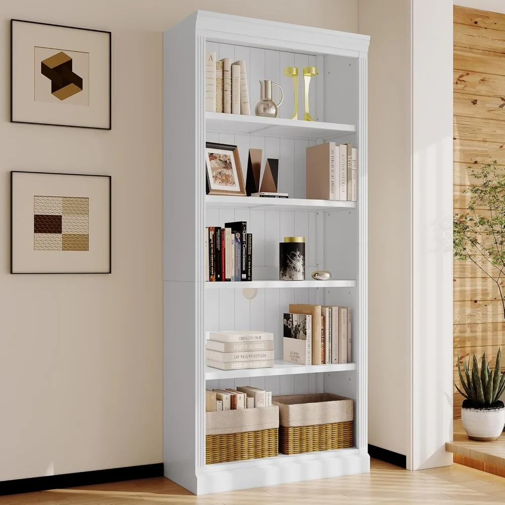 5 Tiers Bookshelf Tall Bookcase, 83'' Display Shelves with Adjustable Shelves, Freestanding Library Bookshelf for Living Room