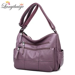 Many Pockets Shoulder Crossbody Bags For Women 2024 New Brand Leather Ladies Designr Handbags Casual Messenger Bags Sac A Main