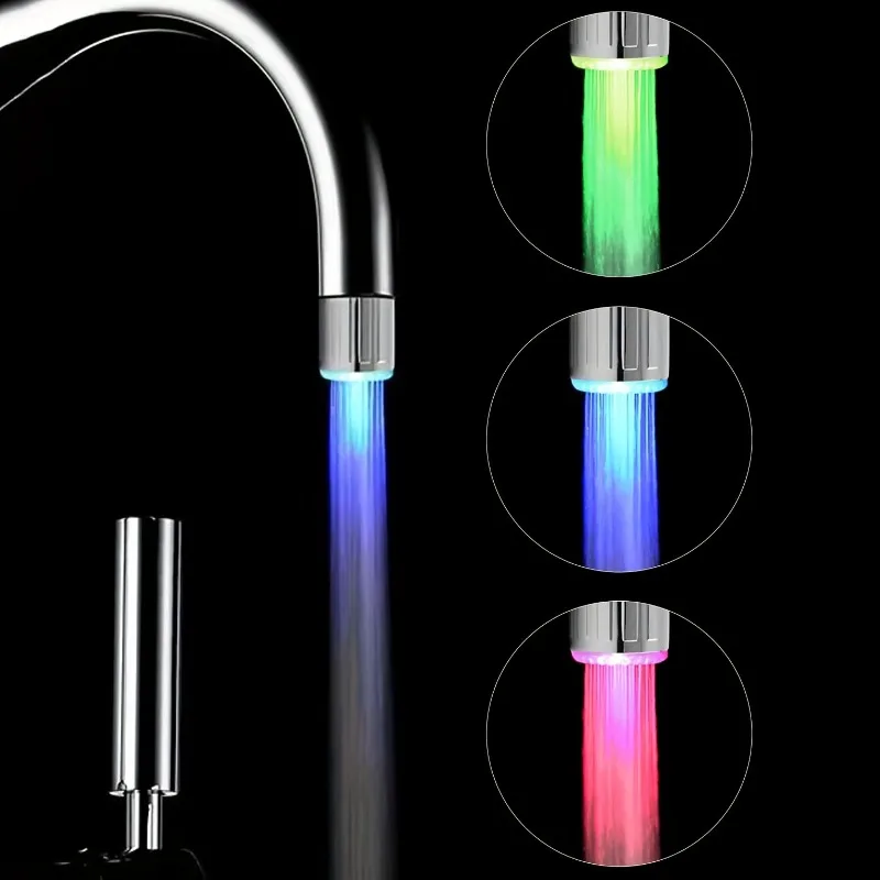 1/5pcs 7 Color LED Faucet Nozzle, LED Luminous Color Changing, Water Flow Power Generation Eco-Friendly, Micro External Faucet