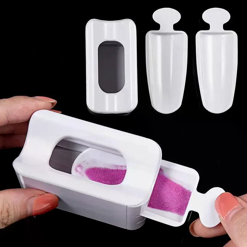 French Portable Recovery Box For Nail Glitter Powder Container Recycling Dipping Powder Dust Tray Nail Art Caviar Sequin Storag