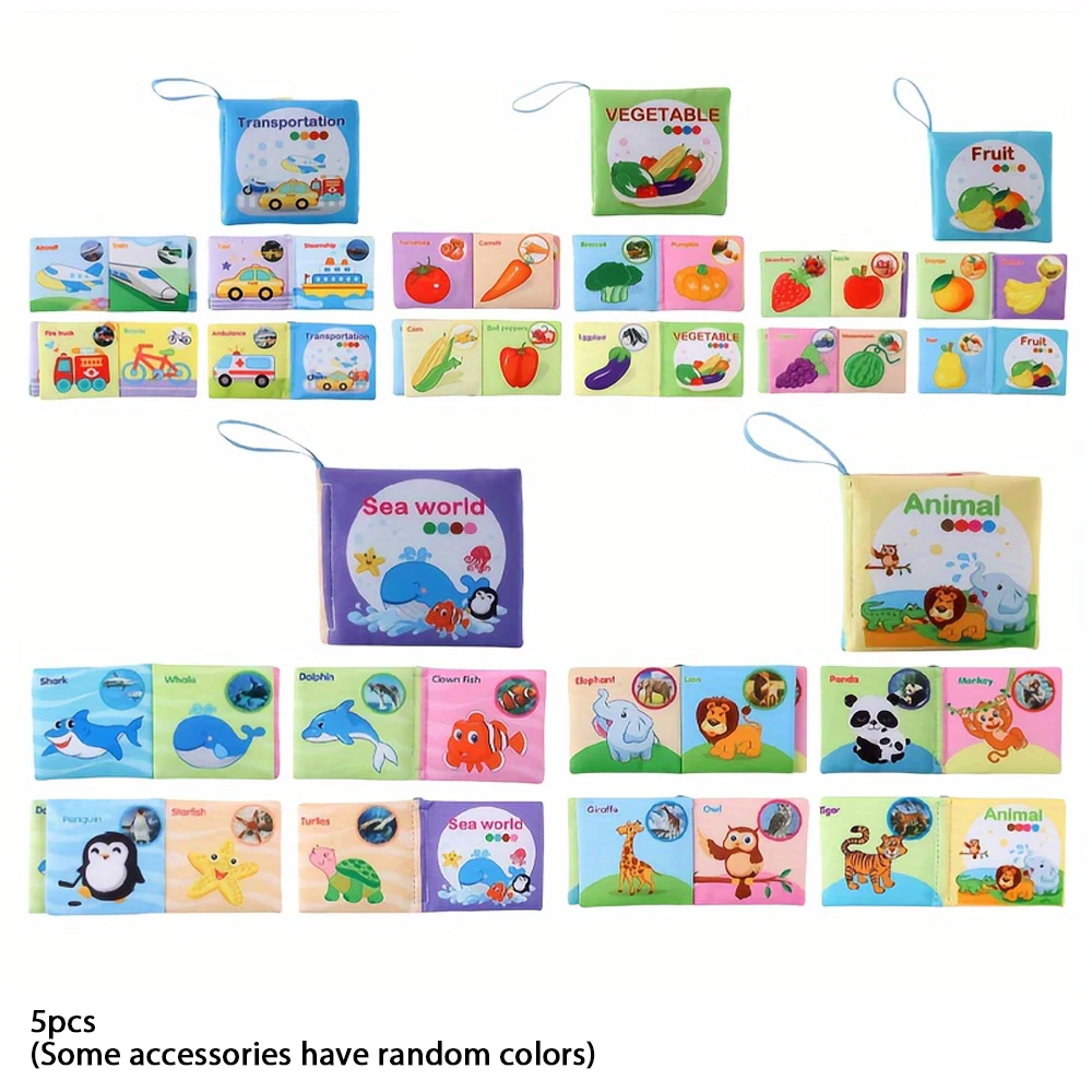 Wasbare babydoekboekset - BPA-vrij gekreukeld zintuiglijk speelgoed met bijtringen en meerdere getextureerde pagina's voor baby's van 0-12M