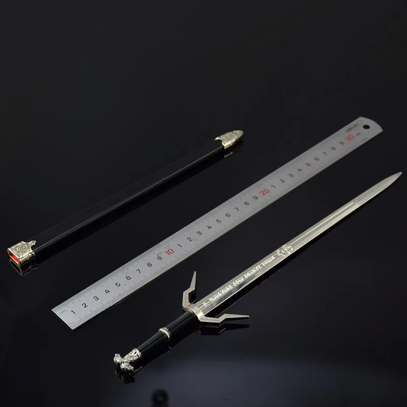 30cm Wizard Game Geralt Double Headed Beast Steel Sword Weapon Periphery Model Alloy Ornament Collection Birthday Gift Toys Boys
