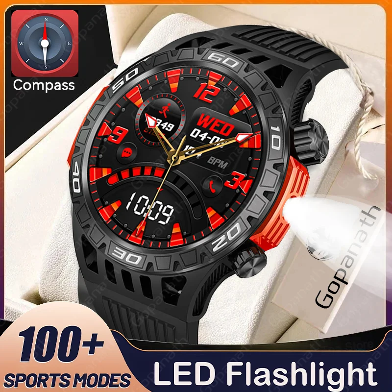 

2024New LED Torch Men's Smart Watch 450 mAh Battery Heart Rate Blood Pressure Health Monitoring Watch Bluetooth Call Smartwatch