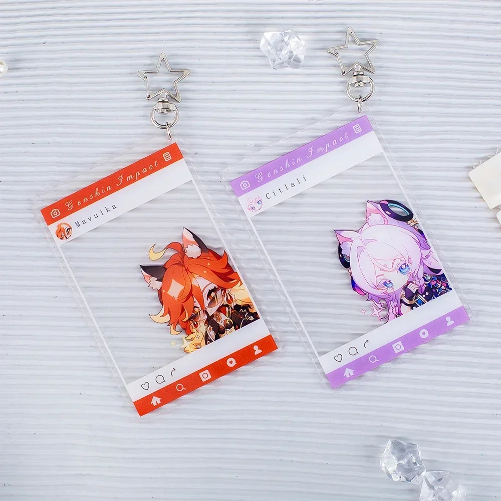 Genshin Impact Maviika Iansan Xilonen Citlali Knopf Transparente Karte Schlüsselanhänger Anhänger Spiel Cosplay Figur Männer Schlüsselanhänger