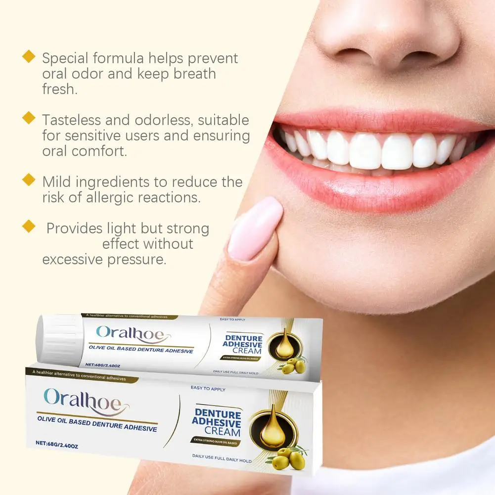 Comfort Denture Adhesive Strong Hold Fixative To Prevent Loosening Secure Fit For Missing Broken False Teeth