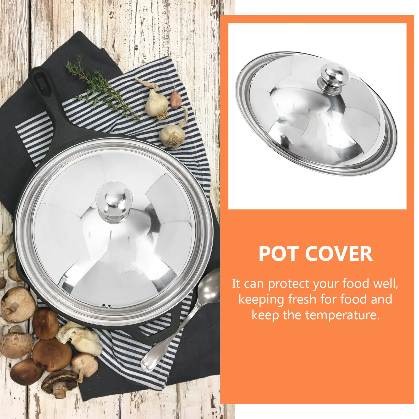 Visible Stainless Steel Pot Lid Heavy Duty Heat Resistant Non Slip Rim Universal Cookware Cover for Kitchen Restaurant Hotel Use