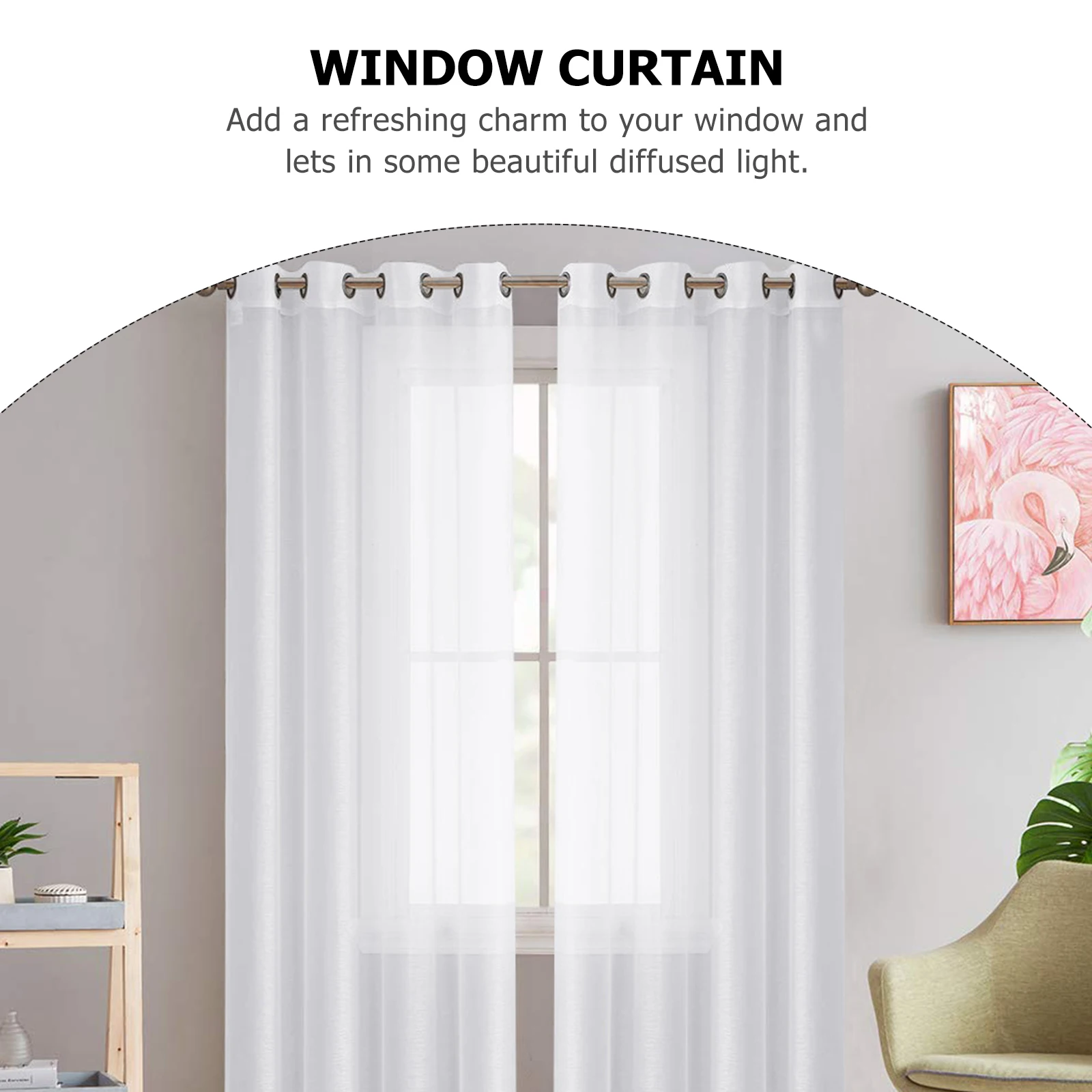 

2 Pcs White Sheer Curtains Gauze Set Light Semi Window Drape Decorate Sheers Filtering