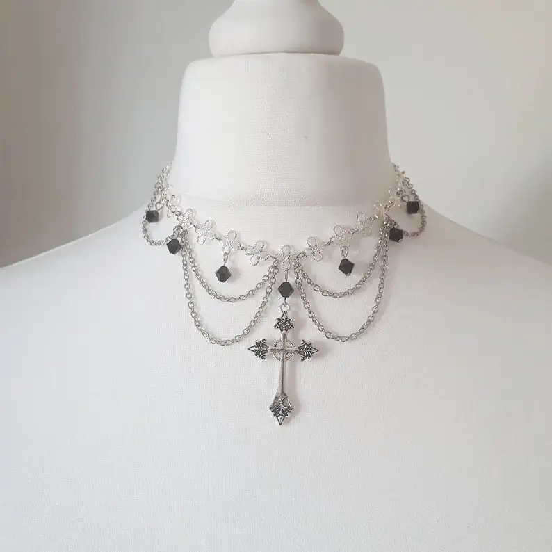 Amazing cross princess rosary gothic necklace Style Grunge necklaces women 2021 jewelrye y2k