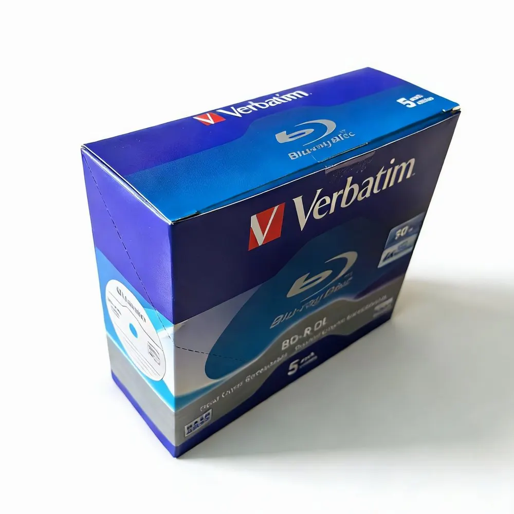 5Pcs Verbatim Blu-Ray Disc BD-R DL 50GB 6X BDR Blank Bluray Disks Dual Layer Recordable