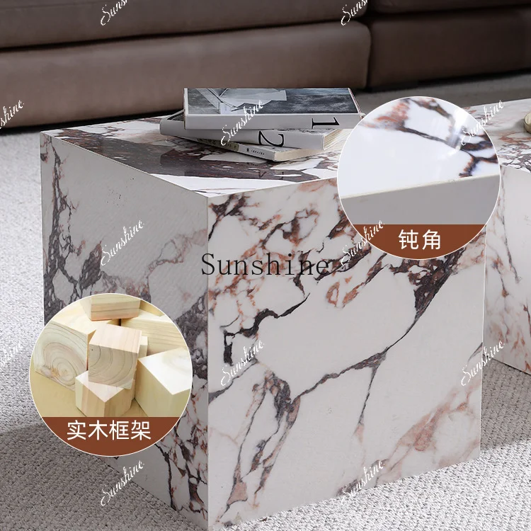 طاولة قهوة مستديرة من الرخام الطبيعي طاولة شاي فنية إيطالية بسيطة FT #5