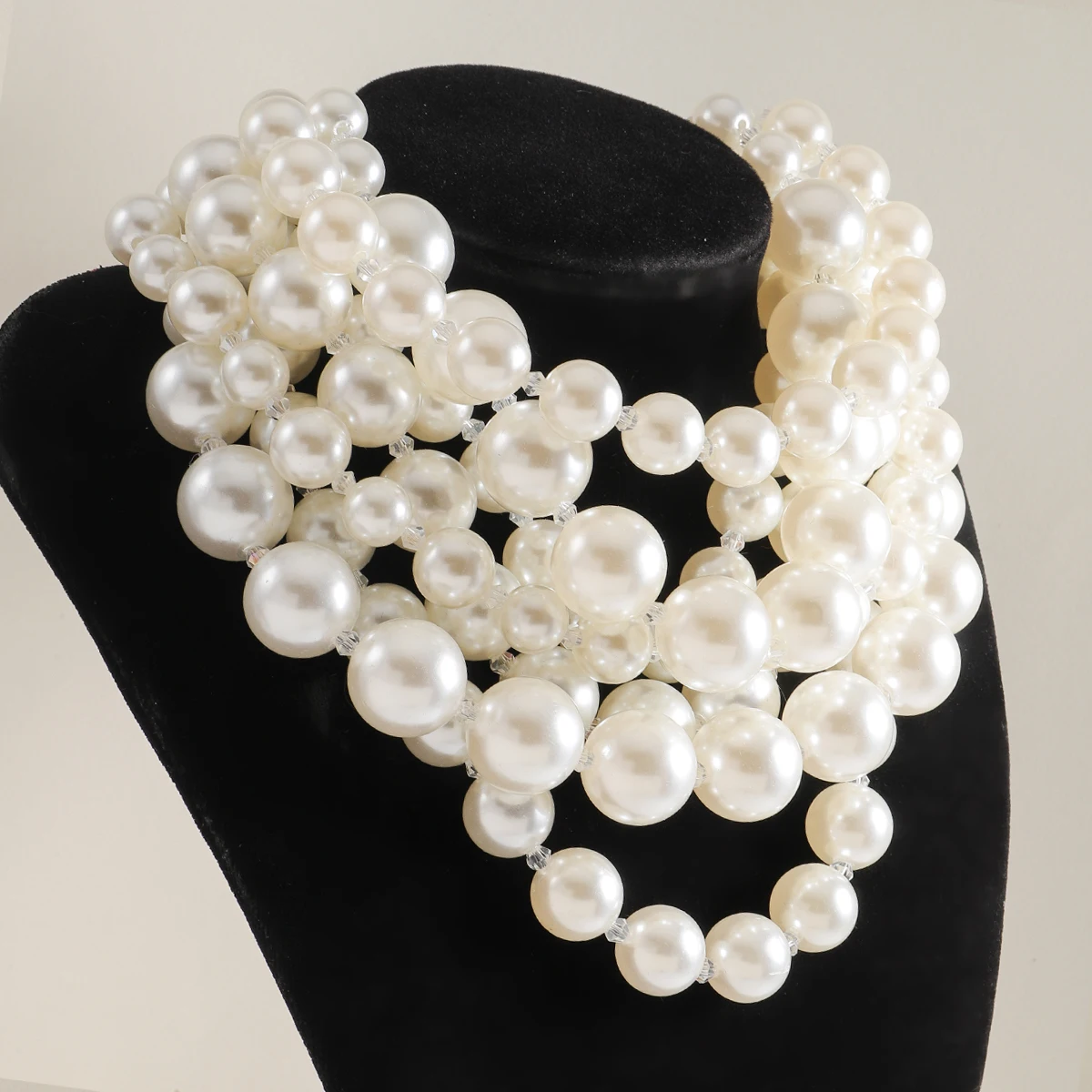 Exaggerated necklace imitation pearl necklace Elegant multi-layered pearl necklace wedding banquet party accessories for Women