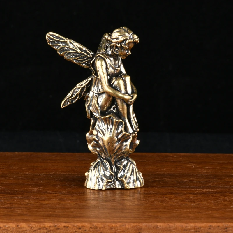

Little Fairy/ Retro Brass Angel Desktop Ornaments Creative Metal Figures Mini Sculptures Living Room Home Decoration Handicraft