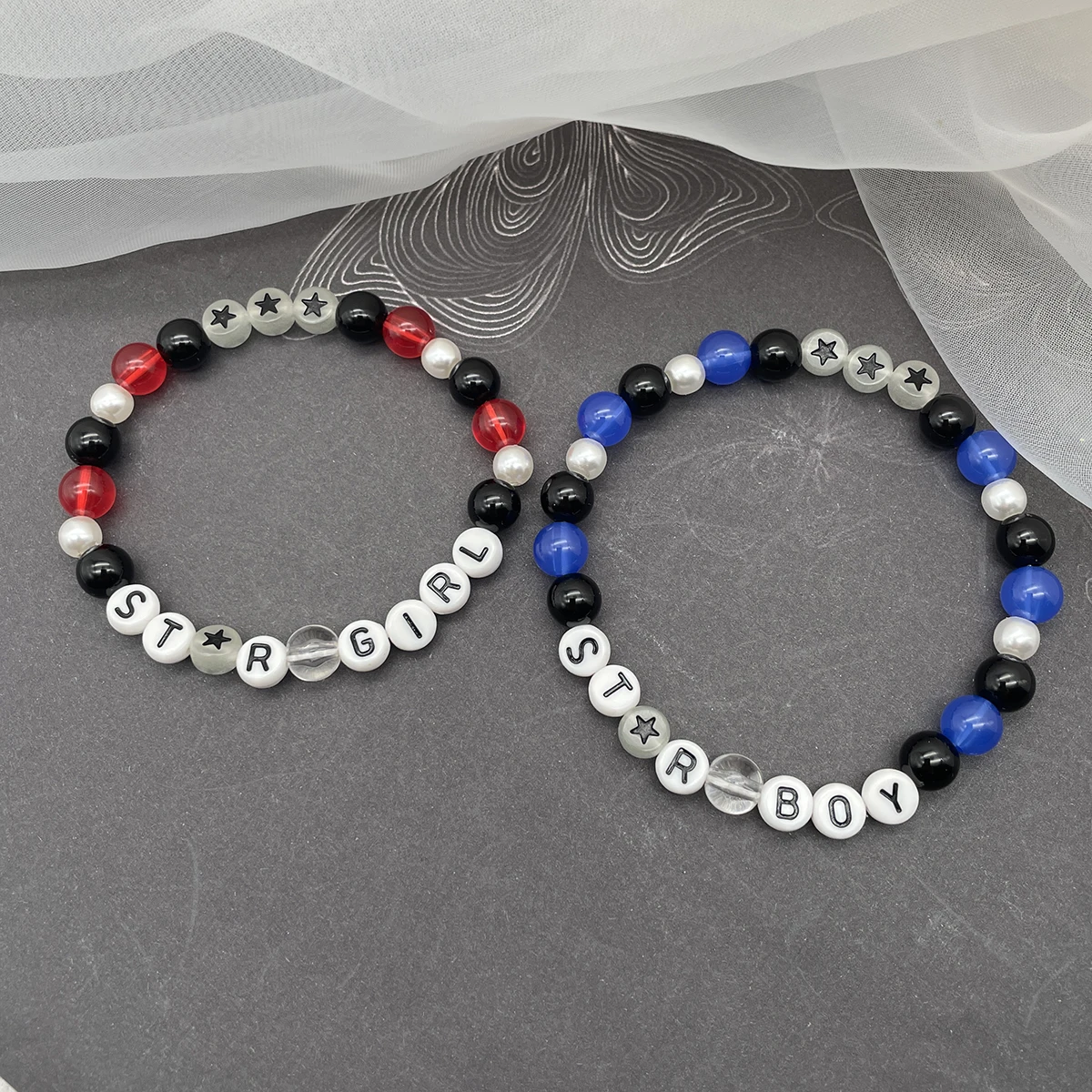 Girls Letters Bracelets Handmade HipHop Star Girl Boy Acrylic Beads Adjustable Luminous Women Men Bracelets  Dropshipping
