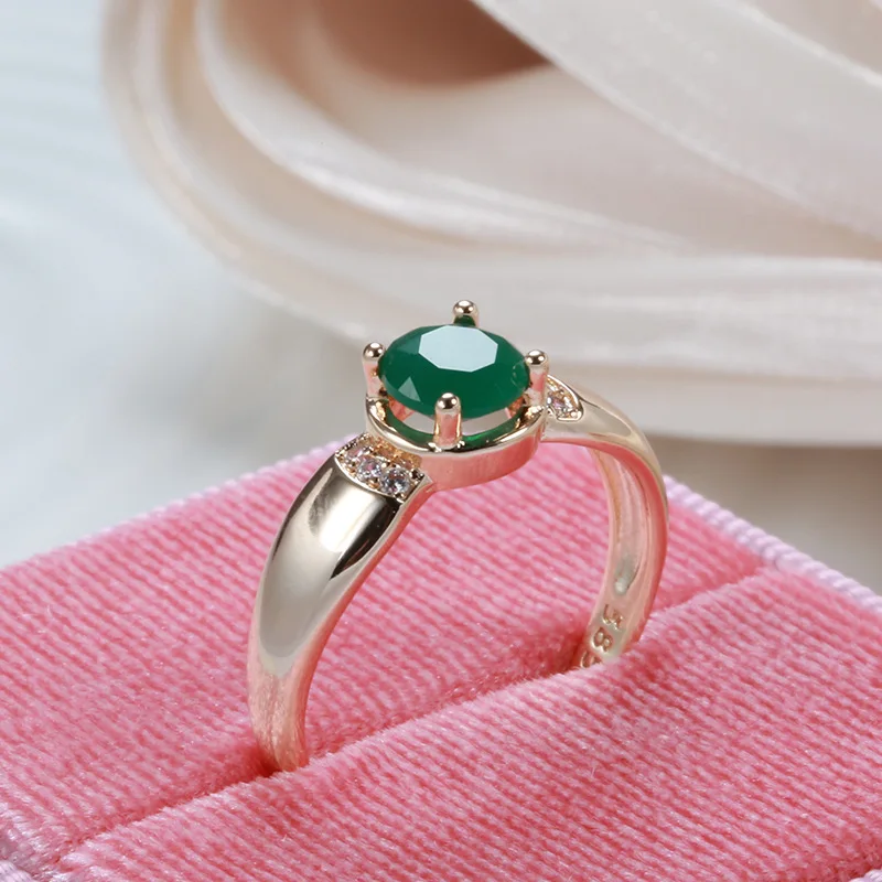 18K Multi-Gold Natural Jadeite Ring Jewelry for Women Natural 1 Carat Emerald Set with Diamonds Gemstone Ring