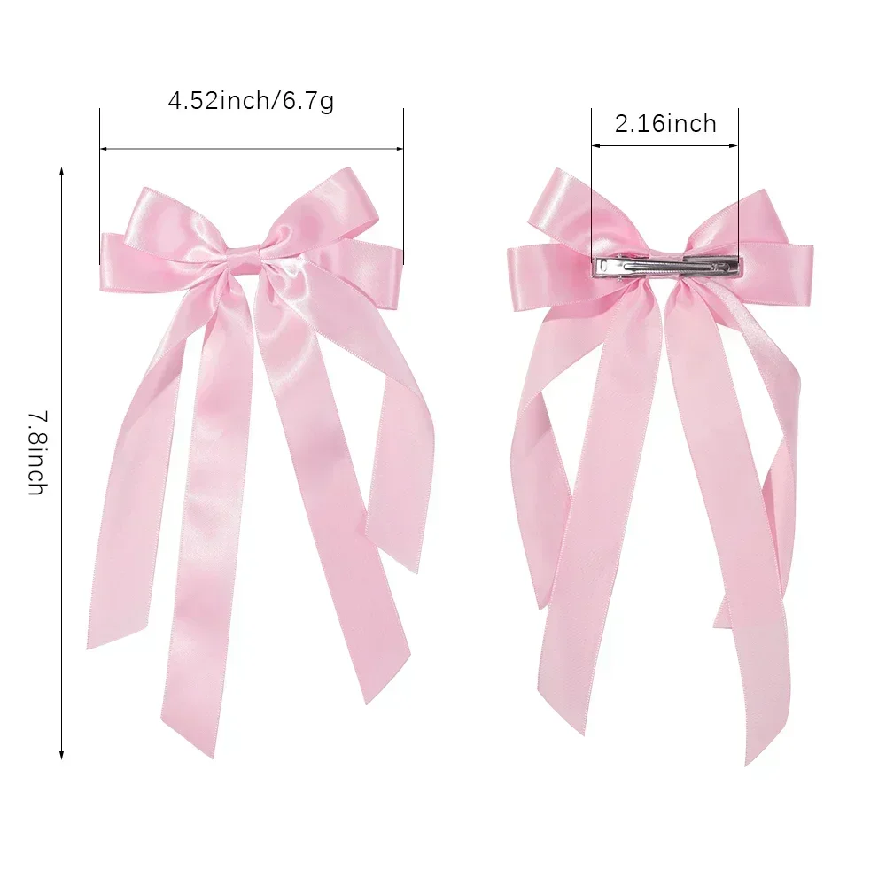 2Pcs/Set Elegant Bowknot Ribbon Long Tassel Hair Clip for Women Fashion Hair Clip Ponytail Clip Party Headwear Hair Accessories