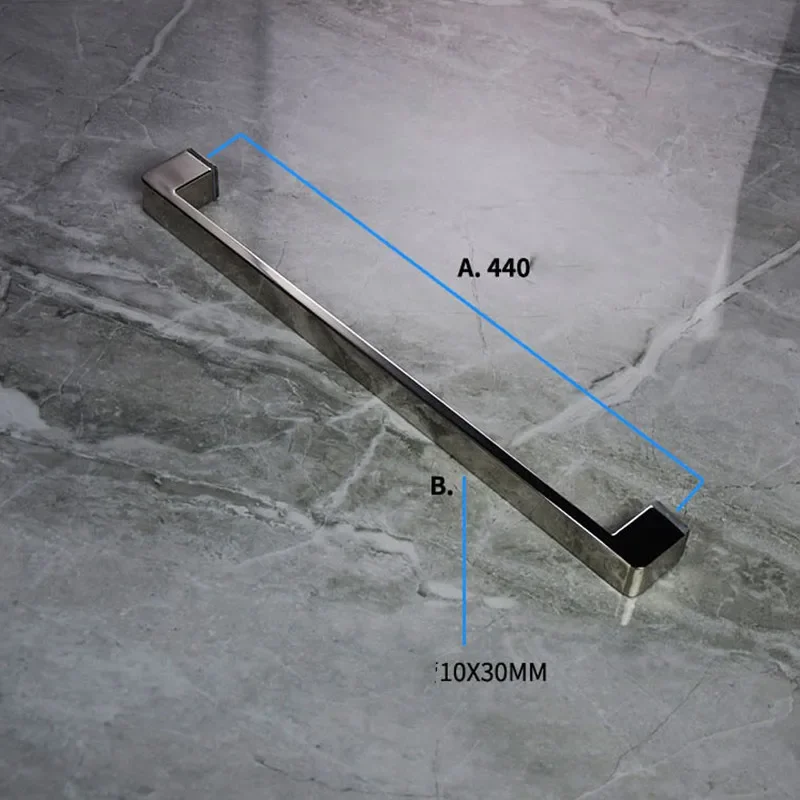 Bathroom Glass Sliding Door Handle 304 Stainless Steel 440mm Shower Room Handle with Polished Finish for Modern Bathrooms
