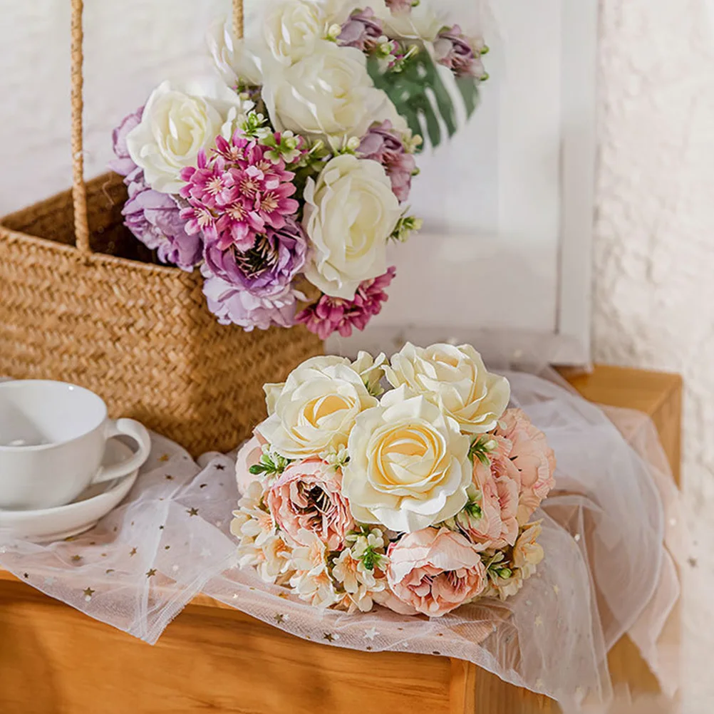 

Bridal Bouquet Wedding Prop Simulation Artificial Flower Decor Fake Flower Scene Ornament For Bridal Wedding Event