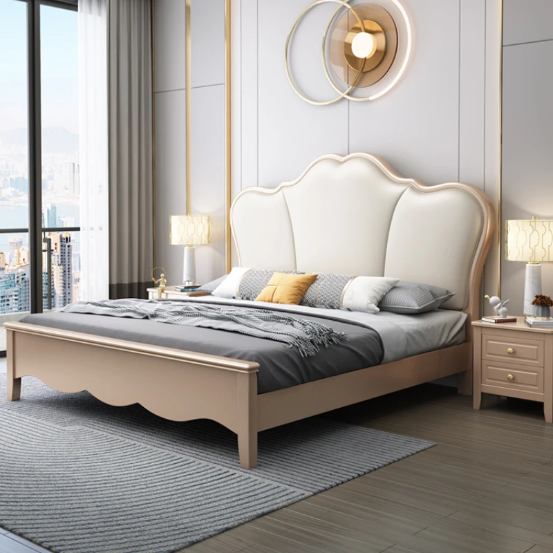 

European Modern Storage Double Bed Frame Princess American Wood King Bed Frame Luxury Comferter Camas Matrimonial Bedroom Set