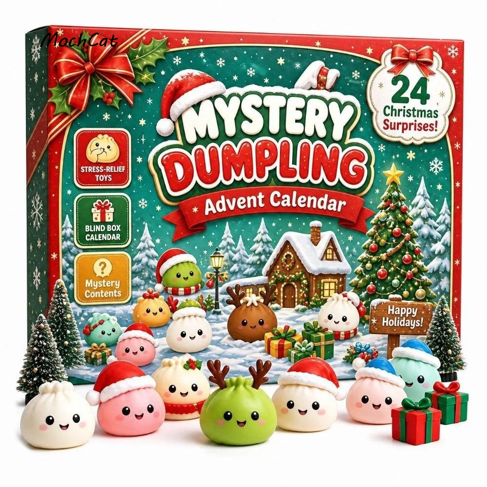 24Pcs Countdown Calendar Christmas Fidget Toy Set Christmas Toy Colorful Squishy Pinch Toy Kit 24Pcs Dumpling