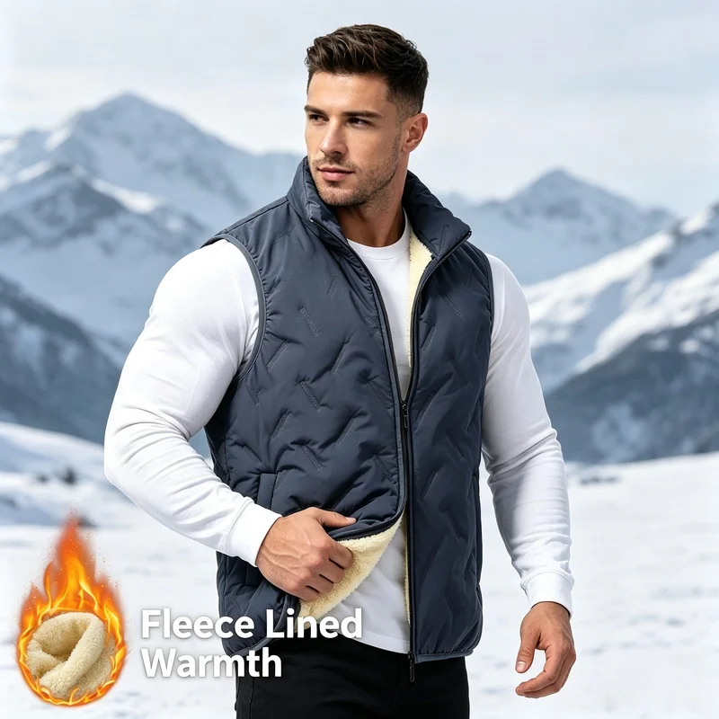 Autumn and winter men's windproof, waterproof, and warm vests, high-quality winter men's jackets, and lightweight men's clothing