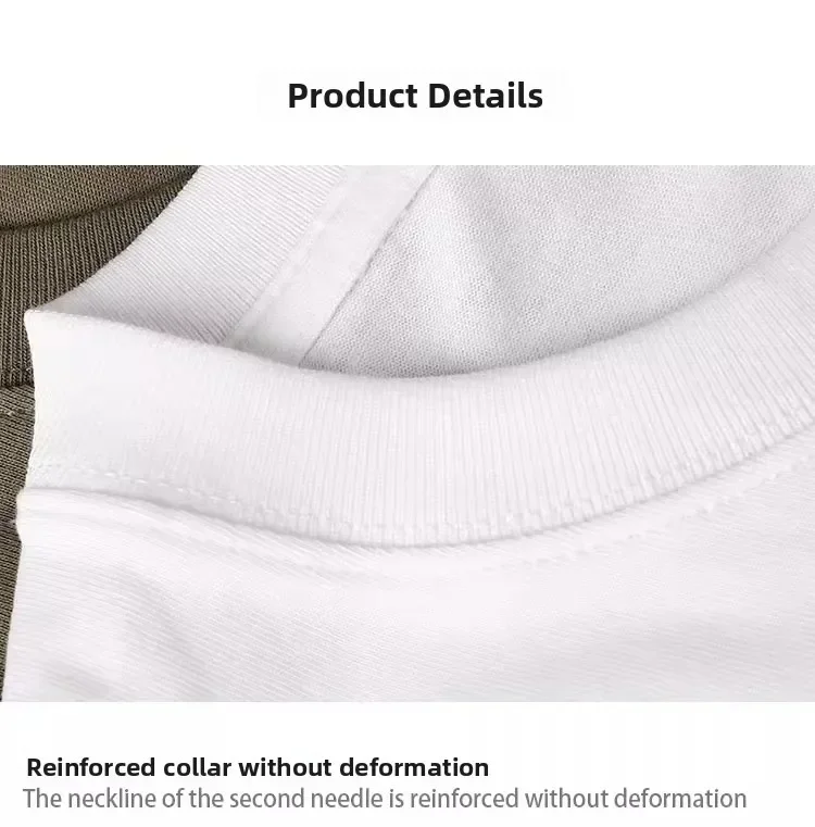 Weißes, schweres 400g reines Baumwoll-Langarm-T-Shirt, Unisex Basic Loose Inner Wear Base Layer Shirt für Männer und Frauen. – Detail 12